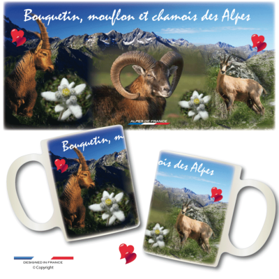 Mug tasse FAUNE des ALPES Bouquetin, Chamois, Mouflon