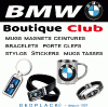 BMW ceinture, bracelet, mugs, porte clefs