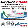 CACHE PUB garage plaque d'immatriculation personnalisé logos Marques françaises