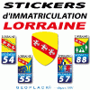 LORRAINE sticker d'immatriculation 54, 55, 57, 88