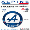 Logo ALPINE Autocollants stickers 3D nouvelle ALPINE PRIX de l'article choisi : Sticker OVAL 3D ALPINE 62 x h52mm Lot de 2