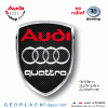 Logo AUDI quattro autocollants stickers en relief 3D doming PRIX de l'article choisi : Sticker ECU 3D 34xh43,5mm Lot de 2