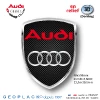 Logo AUDI autocollants stickers en relief 3D doming PRIX de l'article choisi : Sticker ECU 3D 34xh43,5mm Lot de 2