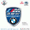 Logo BMW MOTORSPORT sticker autocollant en 3D doming PRIX de l'article choisi : Sticker ECU 3D 34xh43,5mm Lot de 2