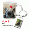 Mug tasse chien et chiot BOULEDOGUE français LOTS promo : PROMO DUO B 1 mug + 1 porte clefs métal