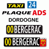 PLAQUE ADS Taxi conforme DORDOGNE 24 TAXI N° ADS et commune : TAXI N° ADS et commune