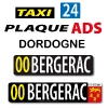 PLAQUE ADS Taxi conforme DORDOGNE 24 N° ADS et commune : N° ADS et commune