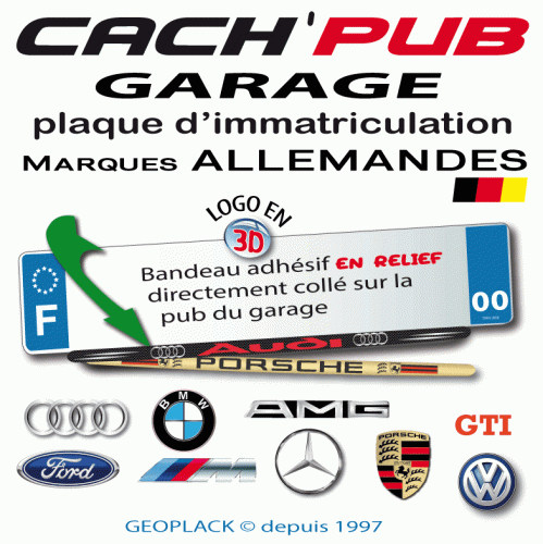 CACHE PUB garage plaque d'immatriculation logos marques allemandes