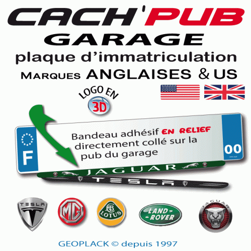 CACHE PUB garage plaque d'immatriculation personnalisé logos Marques ANGLAISES et US