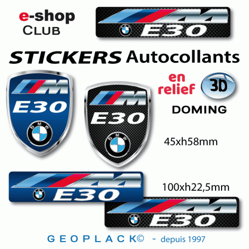 Logo BMW E30 MOTORSPORT sticker autocollant en 3D Doming