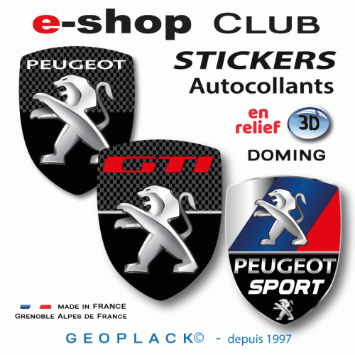 Logo PEUGEOT SPORT GTI autocollant en relief 3D doming