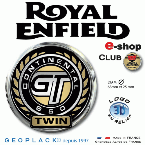 Logo ROYAL ENFIELD 650 GT sticker autocollant en relief 3D Doming