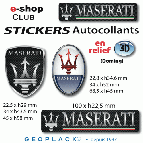MASERATI autocollant sticker 3D doming logo MASERATI