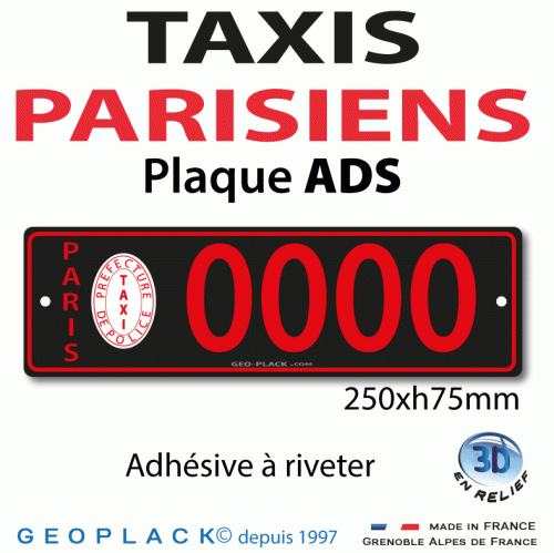 Plaque ADS TAXI PARISIEN