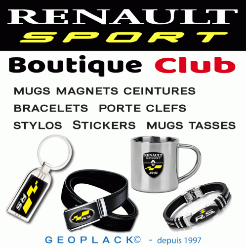 RENAULT SPORT ceinture, bracelet, mugs, porte clefs